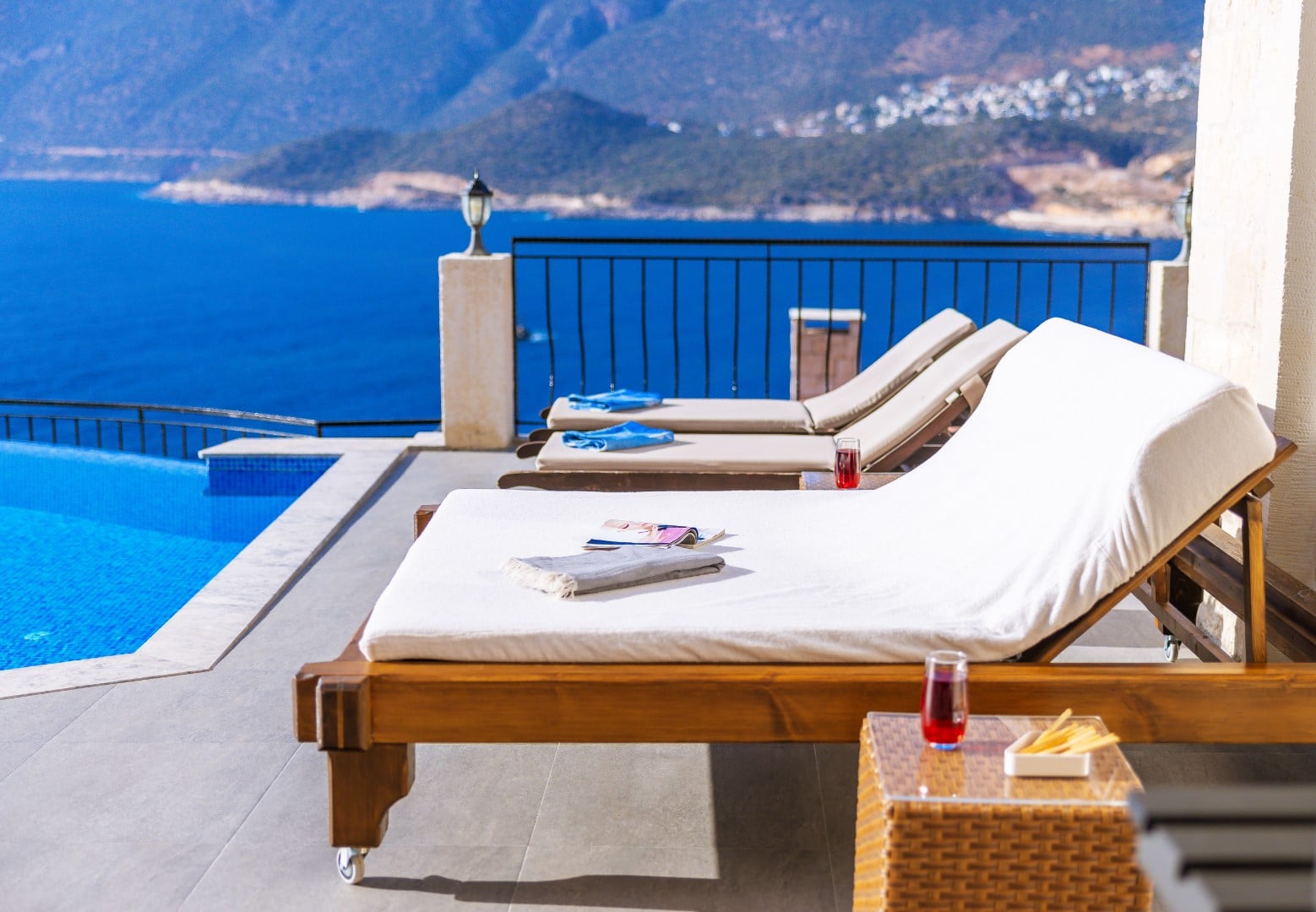 Comfortable outdoor lounge seating area on the main terrace